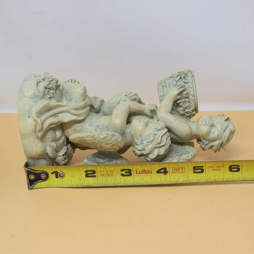 Vintage Cherubs‎ Holding Vase Figurine Decor Resin Angel Candleholder